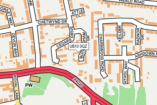 UB10 0QZ map - OS OpenMap – Local (Ordnance Survey)