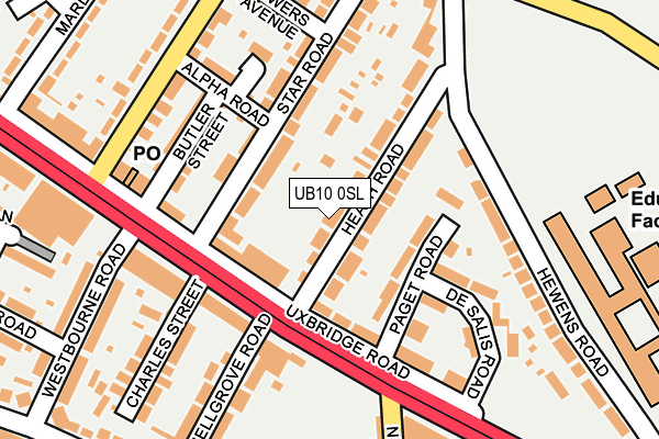 UB10 0SL map - OS OpenMap – Local (Ordnance Survey)