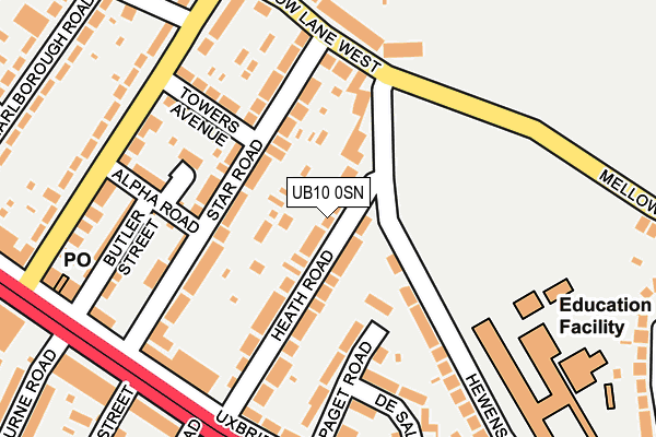 UB10 0SN map - OS OpenMap – Local (Ordnance Survey)