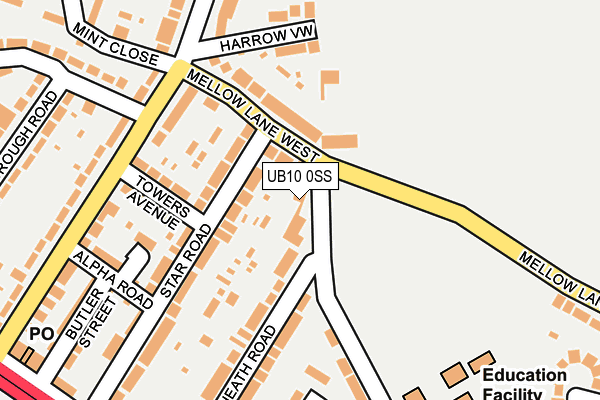 UB10 0SS map - OS OpenMap – Local (Ordnance Survey)