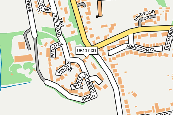 UB10 0XD map - OS OpenMap – Local (Ordnance Survey)