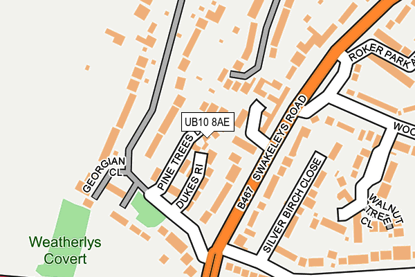 UB10 8AE map - OS OpenMap – Local (Ordnance Survey)