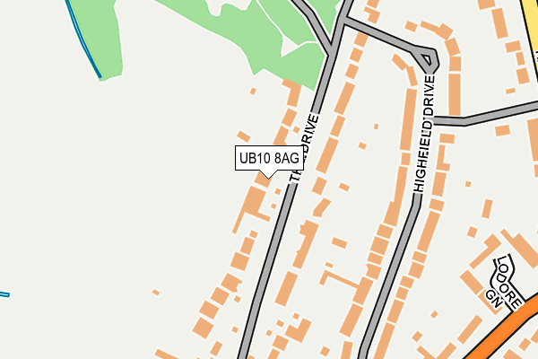 UB10 8AG map - OS OpenMap – Local (Ordnance Survey)