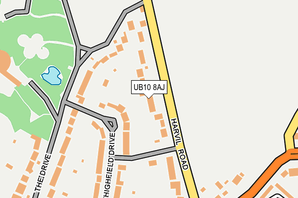 UB10 8AJ map - OS OpenMap – Local (Ordnance Survey)