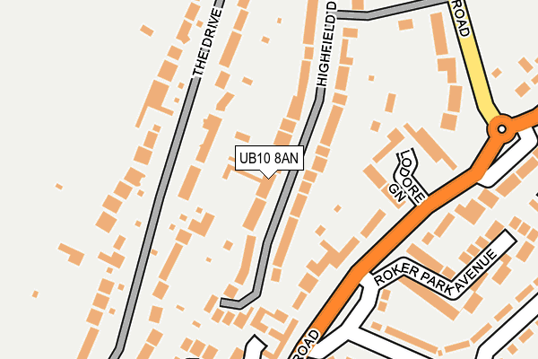 UB10 8AN map - OS OpenMap – Local (Ordnance Survey)