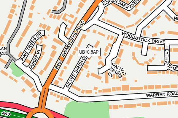 UB10 8AP map - OS OpenMap – Local (Ordnance Survey)
