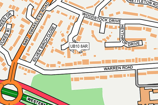 UB10 8AR map - OS OpenMap – Local (Ordnance Survey)