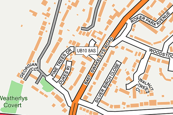 UB10 8AS map - OS OpenMap – Local (Ordnance Survey)