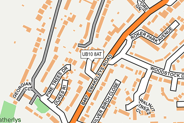 UB10 8AT map - OS OpenMap – Local (Ordnance Survey)