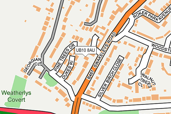 UB10 8AU map - OS OpenMap – Local (Ordnance Survey)