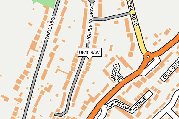 UB10 8AW map - OS OpenMap – Local (Ordnance Survey)