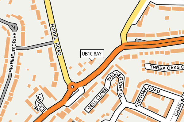 UB10 8AY map - OS OpenMap – Local (Ordnance Survey)