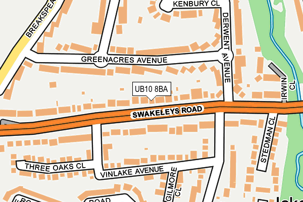 UB10 8BA map - OS OpenMap – Local (Ordnance Survey)
