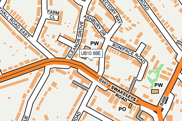 UB10 8BE map - OS OpenMap – Local (Ordnance Survey)
