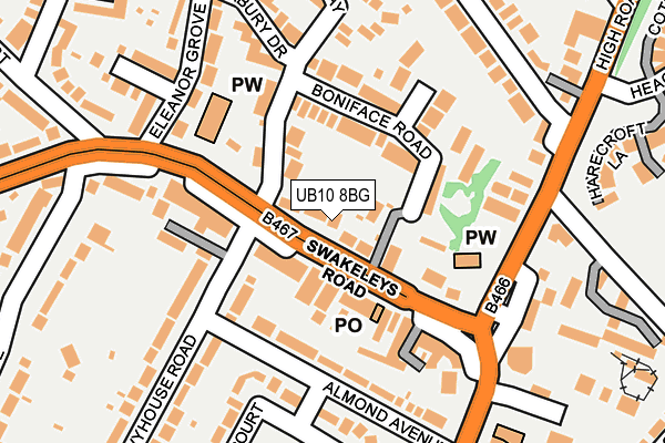 UB10 8BG map - OS OpenMap – Local (Ordnance Survey)