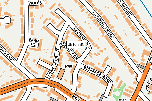 UB10 8BN map - OS OpenMap – Local (Ordnance Survey)