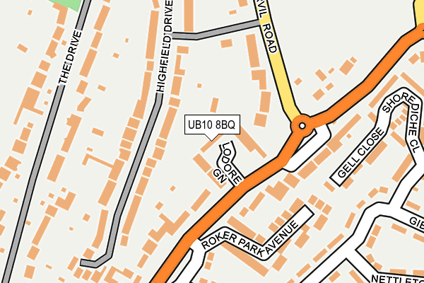 UB10 8BQ map - OS OpenMap – Local (Ordnance Survey)