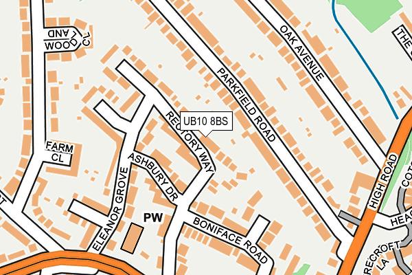 UB10 8BS map - OS OpenMap – Local (Ordnance Survey)