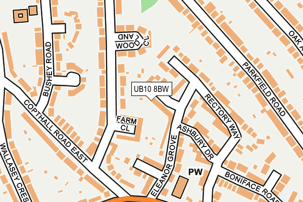 UB10 8BW map - OS OpenMap – Local (Ordnance Survey)