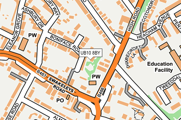 UB10 8BY map - OS OpenMap – Local (Ordnance Survey)