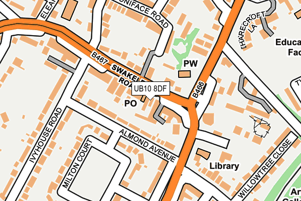 UB10 8DF map - OS OpenMap – Local (Ordnance Survey)