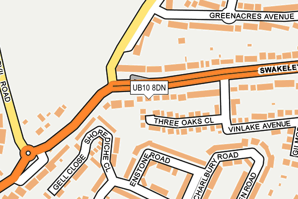 UB10 8DN map - OS OpenMap – Local (Ordnance Survey)