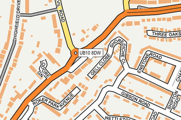 UB10 8DW map - OS OpenMap – Local (Ordnance Survey)