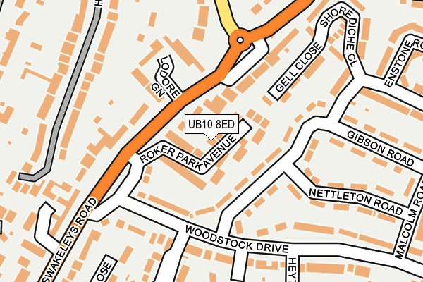 UB10 8ED map - OS OpenMap – Local (Ordnance Survey)