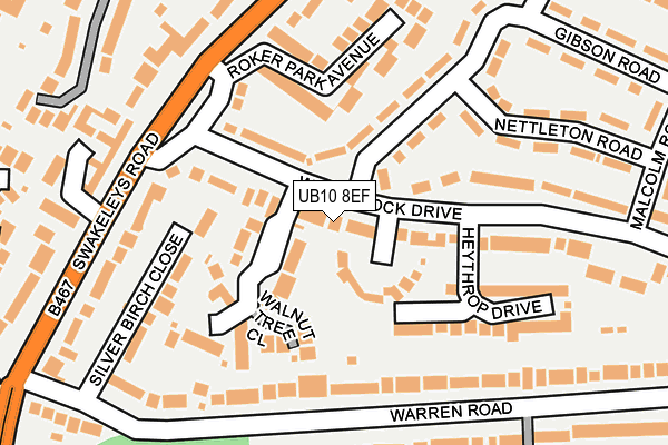 UB10 8EF map - OS OpenMap – Local (Ordnance Survey)