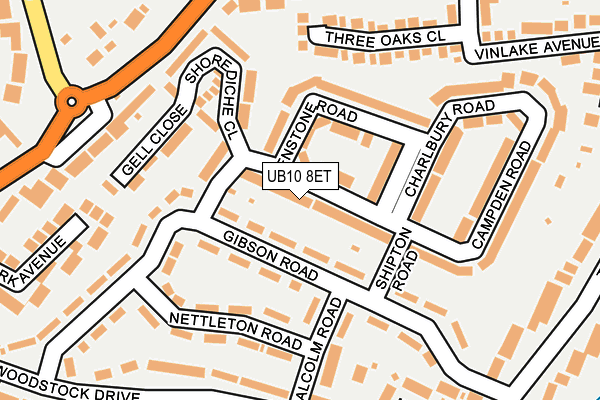 UB10 8ET map - OS OpenMap – Local (Ordnance Survey)