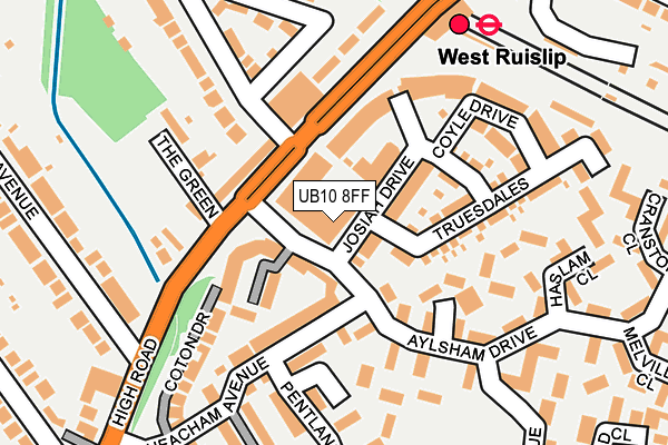 UB10 8FF map - OS OpenMap – Local (Ordnance Survey)