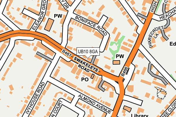 UB10 8GA map - OS OpenMap – Local (Ordnance Survey)