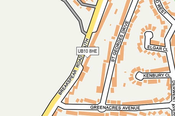 UB10 8HE map - OS OpenMap – Local (Ordnance Survey)