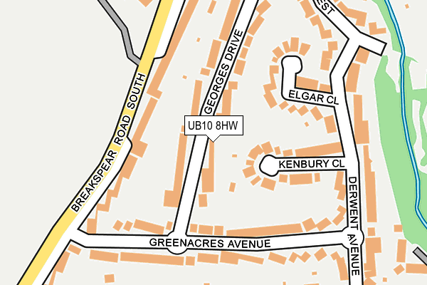 UB10 8HW map - OS OpenMap – Local (Ordnance Survey)