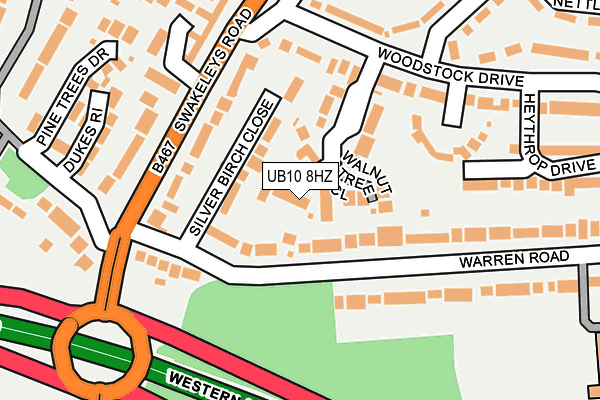 UB10 8HZ map - OS OpenMap – Local (Ordnance Survey)
