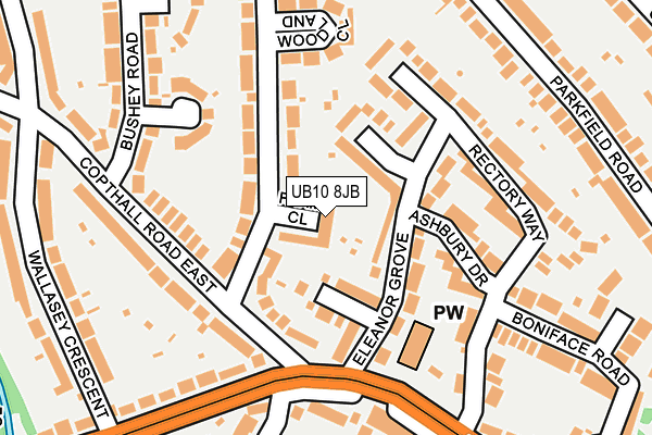 UB10 8JB map - OS OpenMap – Local (Ordnance Survey)