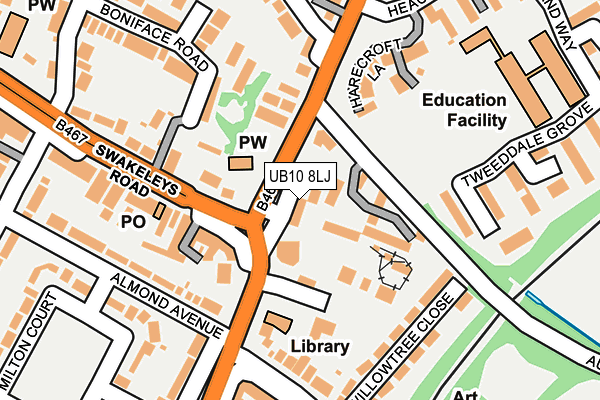 UB10 8LJ map - OS OpenMap – Local (Ordnance Survey)