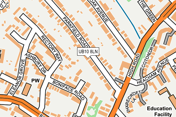 UB10 8LN map - OS OpenMap – Local (Ordnance Survey)
