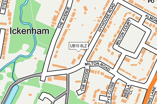 UB10 8LZ map - OS OpenMap – Local (Ordnance Survey)