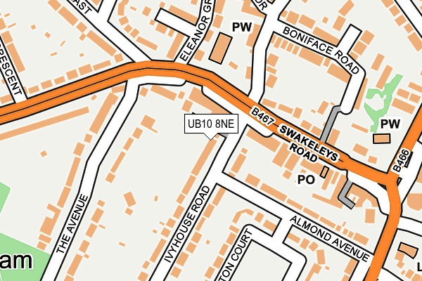 UB10 8NE map - OS OpenMap – Local (Ordnance Survey)