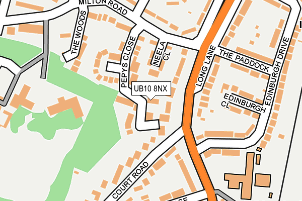 UB10 8NX map - OS OpenMap – Local (Ordnance Survey)