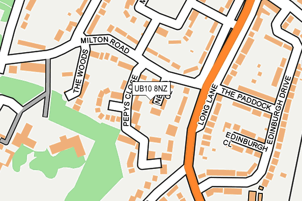 UB10 8NZ map - OS OpenMap – Local (Ordnance Survey)