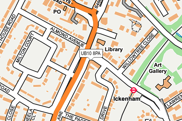 UB10 8PA map - OS OpenMap – Local (Ordnance Survey)