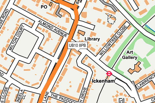 UB10 8PB map - OS OpenMap – Local (Ordnance Survey)