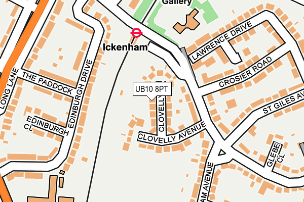 UB10 8PT map - OS OpenMap – Local (Ordnance Survey)