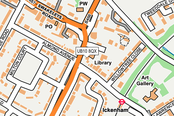 UB10 8QX map - OS OpenMap – Local (Ordnance Survey)