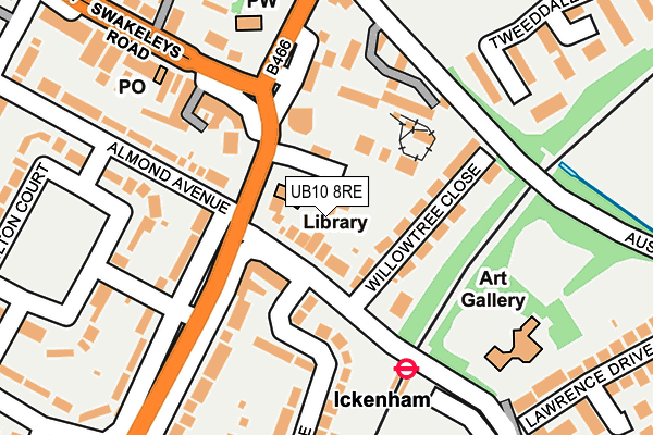 UB10 8RE map - OS OpenMap – Local (Ordnance Survey)
