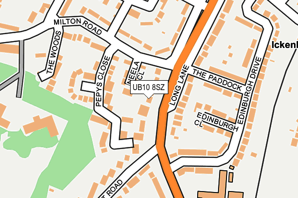 UB10 8SZ map - OS OpenMap – Local (Ordnance Survey)