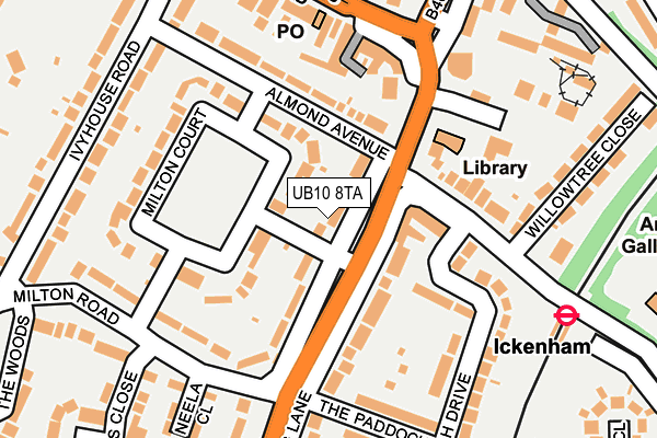 UB10 8TA map - OS OpenMap – Local (Ordnance Survey)
