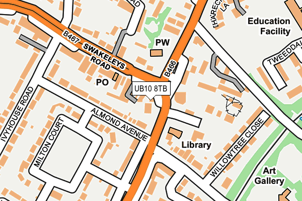 UB10 8TB map - OS OpenMap – Local (Ordnance Survey)
